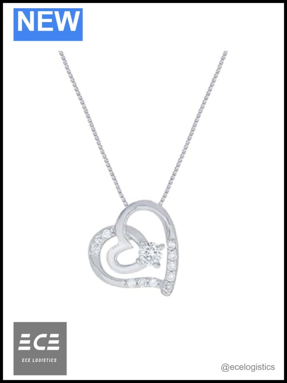 14K Gold Plated 925 Sterling Silver Lab Grown Diamond Heart Necklace